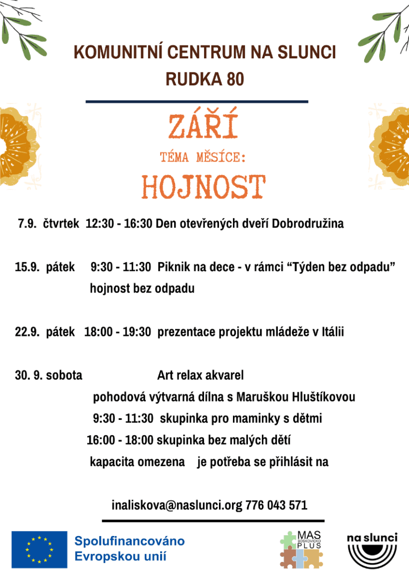 Akce v září v komunitním centru Akce v září v komunitním centru